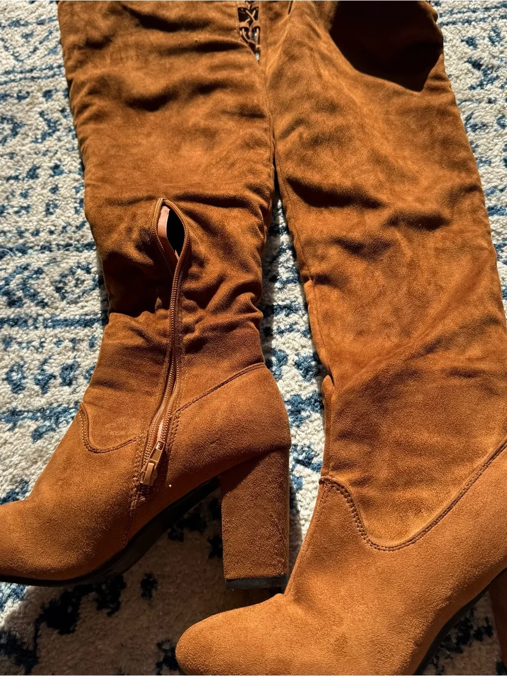 Women's Over-the-Knee Block Heel Boots - Brown